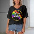 Love Is Love Rainbow Lgbt Gay Lesbian Pride Women's Bat Sleeves V-Neck Blouse