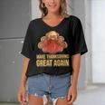 Make Thanksgiving Great Again Trump 907 Shirt Women's Bat Sleeves V-Neck Blouse