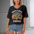 Man I Love Frogs Funny Retro Frog V2 Women's Bat Sleeves V-Neck Blouse