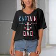 Mens Patriotic Captain Dad American Flag Boat Owner 4Th Of July Women's Bat Sleeves V-Neck Blouse