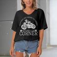 Motorcycle Motorbike Two Wheeler 491 Shirt Women's Bat Sleeves V-Neck Blouse