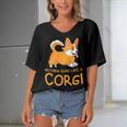 Nothing Runs Like A Corgi Funny Animal Pet Dog Lover Women's Bat Sleeves V-Neck Blouse