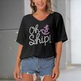 Oh Ship Cruise Tropical Turtle Women's Bat Sleeves V-Neck Blouse