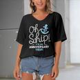 Oh Ship Its An Anniversary Trip Oh Ship Cruise Women's Bat Sleeves V-Neck Blouse