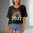 Pride Month 2022 Lgbt Rainbow Flag Gay Pride Ally Women's Bat Sleeves V-Neck Blouse