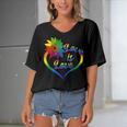 Rainbow Sunflower Love Is Love Lgbt Gay Lesbian Pride V2 Women's Bat Sleeves V-Neck Blouse