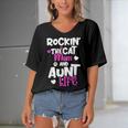 Rockin The Cat Mom And Aunt Life Women's Bat Sleeves V-Neck Blouse