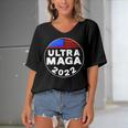 Ultra Maga Donald Trump Joe Biden America Women's Bat Sleeves V-Neck Blouse