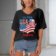 Ultra Maga Ultra Maga Funny Women's Bat Sleeves V-Neck Blouse