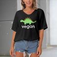 Vegan Dinosaur Green Save Wildlife Women's Bat Sleeves V-Neck Blouse