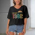 Vintage 1982 Sun Wilderness 40Th Birthday V2 Women's Bat Sleeves V-Neck Blouse