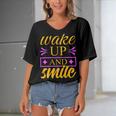 Wake Up And Smile 771 Trending Shirt Women's Bat Sleeves V-Neck Blouse