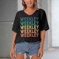 Weekley Name Shirt Weekley Family Name Women's Bat Sleeves V-Neck Blouse