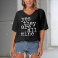 Womens Yes They Are All Mine Large Family Gifts Women's Bat Sleeves V-Neck Blouse