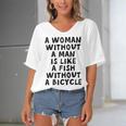 A Woman Without A Man Is Like A Fish Without A Bicycle Women's Bat Sleeves V-Neck Blouse