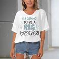 Baby Shower Text Design Im Going To Be A Big Brother Women's Bat Sleeves V-Neck Blouse