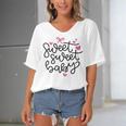 Baby Shower Text Pink Heart Ribbon Design Sweet Sweet Baby Women's Bat Sleeves V-Neck Blouse