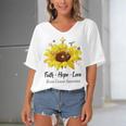 Brain Cancer Awareness Faith Hope Love Women's Bat Sleeves V-Neck Blouse