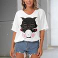 Cat Cut Cat Cat Lovers Black Cat Funny Cat Birthday Cat Gift Cat Danger Kitty V2 Women's Bat Sleeves V-Neck Blouse