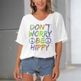 Donut Worry Be Happy Women's Bat Sleeves V-Neck Blouse