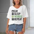 Eat Eat Sleep Wordle Repeat Wordle Lover Wordle Addict Women's Bat Sleeves V-Neck Blouse