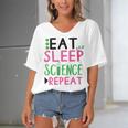 Eat Sleep Science Repeat Women's Bat Sleeves V-Neck Blouse