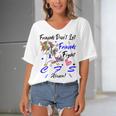 Friends Dont Let Friends Fight Chronic Fatigue Syndrome Cfs Alone Unicorn Blue Ribbon Chronic Fatigue Syndrome Support Cfs Awareness Women's Bat Sleeves V-Neck Blouse