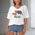 Funny Cookie Raccoon Food Lover Women's Bat Sleeves V-Neck Blouse