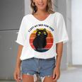 Funny Vintage Black Cat I Left My Bed For This Women's Bat Sleeves V-Neck Blouse