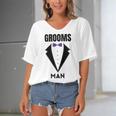 Groomsman Grooms Squad Stag Party Friends Themed Women's Bat Sleeves V-Neck Blouse