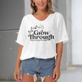 Grow Through What You Go Through Women's Bat Sleeves V-Neck Blouse