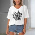 Halloween Spider Web Pattern Women's Bat Sleeves V-Neck Blouse