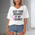 Keep Your Rosaries Off My Ovaries My Uterus My Choice Women's Bat Sleeves V-Neck Blouse