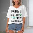 Make Every Day Earth Day Women's Bat Sleeves V-Neck Blouse