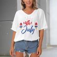 Memorial Day 4Th Of July Holiday Patriotic Ice Cream V2 Women's Bat Sleeves V-Neck Blouse