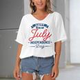 Official Happy 4Th Of July Independence Day Women's Bat Sleeves V-Neck Blouse