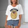 Pugtato Pug Potato Dog Lovers Costume Funny Meme Gifts Women's Bat Sleeves V-Neck Blouse