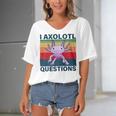 Retro I Axolotl Questions Funny Cute Axolotl Women's Bat Sleeves V-Neck Blouse