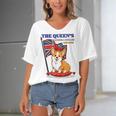 The Queen’S Platinum Jubilee 1952-2022 Corgi Union Jack Women's Bat Sleeves V-Neck Blouse
