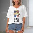 Ultra Mega Messy Bun 2022 Trump Republicans Conservatives Women's Bat Sleeves V-Neck Blouse