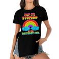 Stepdad Of The Birthday Girl Rainbow Birthday Kid Women's Short Sleeves T-shirt With Hem Split
