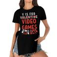 V Is For Video Games Funny Valentines Day Gamer Boy 583 Trending Shirt Women's Short Sleeves T-shirt With Hem Split