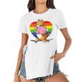 Cute Orange Tabby Cat Skateboarder Rainbow Heart Skater Women's Short Sleeves T-shirt With Hem Split
