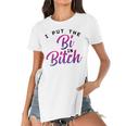 Womens I Put The Bi In Bitch Funny Bisexual Pride Flag Lgbt Gift Women's Short Sleeves T-shirt With Hem Split