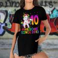 10 Year Old Unicorn Flossing 10Th Birthday Girl Unicorn Women's Short Sleeves T-shirt With Hem Split