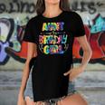 Aunt Of The Birthday Girl Matching Family Tie Dye Women's Short Sleeves T-shirt With Hem Split
