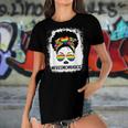Black Womens Free Mom Hugs Messy Bun Lgbt Pride Rainbow Women's Short Sleeves T-shirt With Hem Split