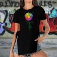 Faith Cross Flower Rainbow Christian Gift Women's Short Sleeves T-shirt With Hem Split