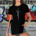 Faith Cross Jesus Believer Christian Women's Short Sleeves T-shirt With Hem Split