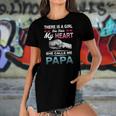 Family 365 There Is A Girl She Stole My She Calls Me Papa Women's Short Sleeves T-shirt With Hem Split